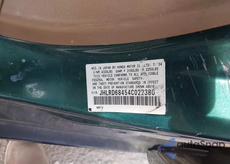 2004 Honda Cr-V Lx из США, поврежденный, VIN JHLRD68454C022380